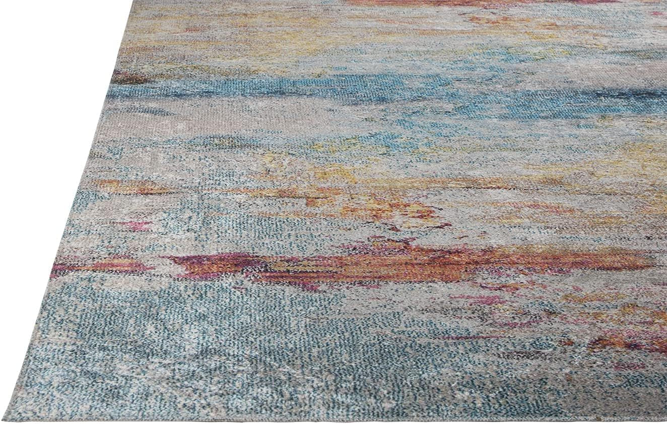 Contemporary Modern Non Slip Machine Washable Printed Area Rug, Rainbow 4'X6'