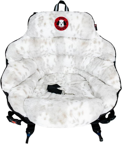Dog Car Seats for Small and Medium Dogs | Crash-Tested Dog Bed for Cars | Compatible with Seat Belt Harness | Ideal for Dogs up to 30Lbs | Soft and Safe (Snow Leopard)