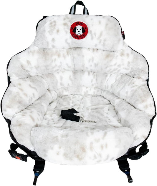 Dog Car Seats for Small and Medium Dogs | Crash-Tested Dog Bed for Cars | Compatible with Seat Belt Harness | Ideal for Dogs up to 30Lbs | Soft and Safe (Snow Leopard)