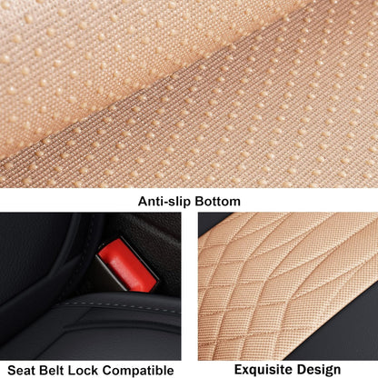 Leather Automotive Seats Cushion Set for Protectors, Front and Rear Split Bench Car Seat Covers, Easy to Install, Waterproof, Fit Universal Vehicle Cars&Suv(Full Set, Beige)