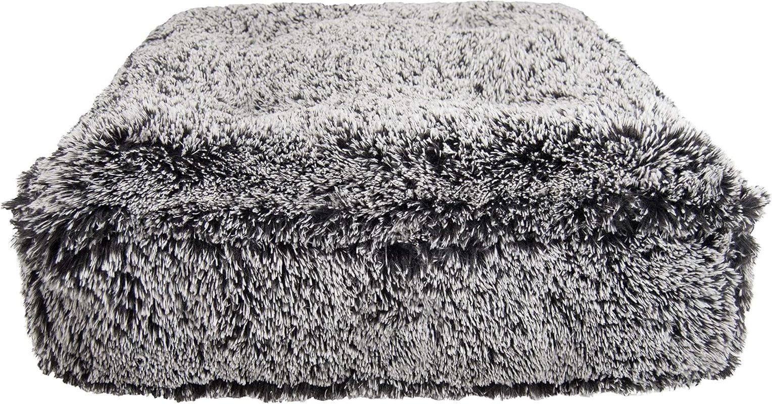 Midnight Frost Extra Plush Shag Faux Fur Luxury Sicilian Rectangle Pet/Dog Bed (Multiple Sizes)