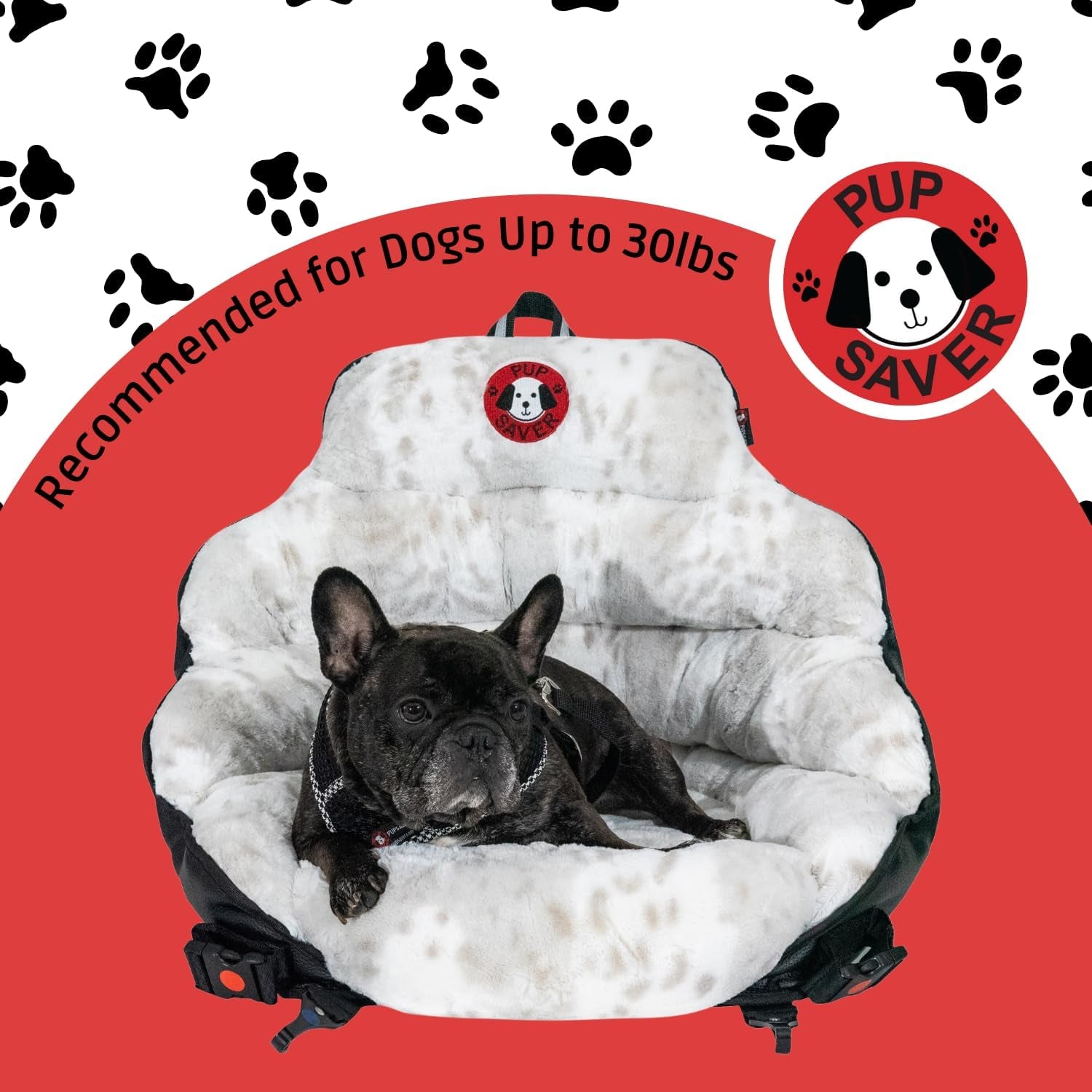 Dog Car Seats for Small and Medium Dogs | Crash-Tested Dog Bed for Cars | Compatible with Seat Belt Harness | Ideal for Dogs up to 30Lbs | Soft and Safe (Snow Leopard)
