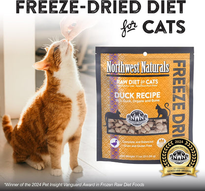 Freeze - Dried Duck - Grain Free Cat Food - Bite-Sized Nibbles - Healthy - Limited Ingredients, Human Grade - Complete & Balanced - All Natural - USA Made - 11 Oz