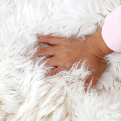 Luxury Faux Fur Orthopedic Dog Bed, Memory Foam Dog Bed​ For​ Small, Medium, Large and XL Pets, Fluffy Pet Rug with Waterproof ​And ​Washable Cover, White, Medium 40X25”