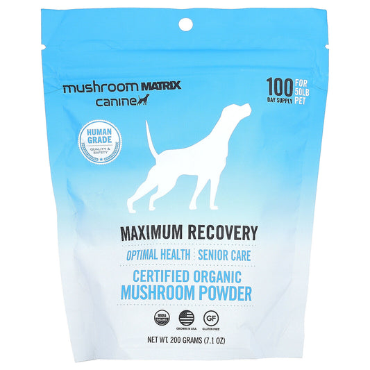 Maximum Recovery, Certified Organic Mushroom Powder, for 50 Lb Pet, for Dogs And