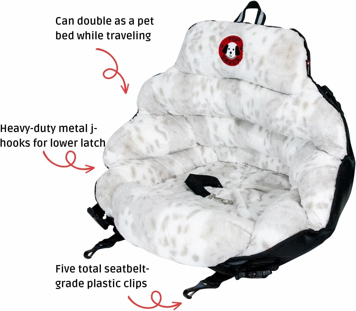 Dog Car Seats for Small and Medium Dogs | Crash-Tested Dog Bed for Cars | Compatible with Seat Belt Harness | Ideal for Dogs up to 30Lbs | Soft and Safe (Snow Leopard)