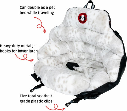 Dog Car Seats for Small and Medium Dogs | Crash-Tested Dog Bed for Cars | Compatible with Seat Belt Harness | Ideal for Dogs up to 30Lbs | Soft and Safe (Snow Leopard)