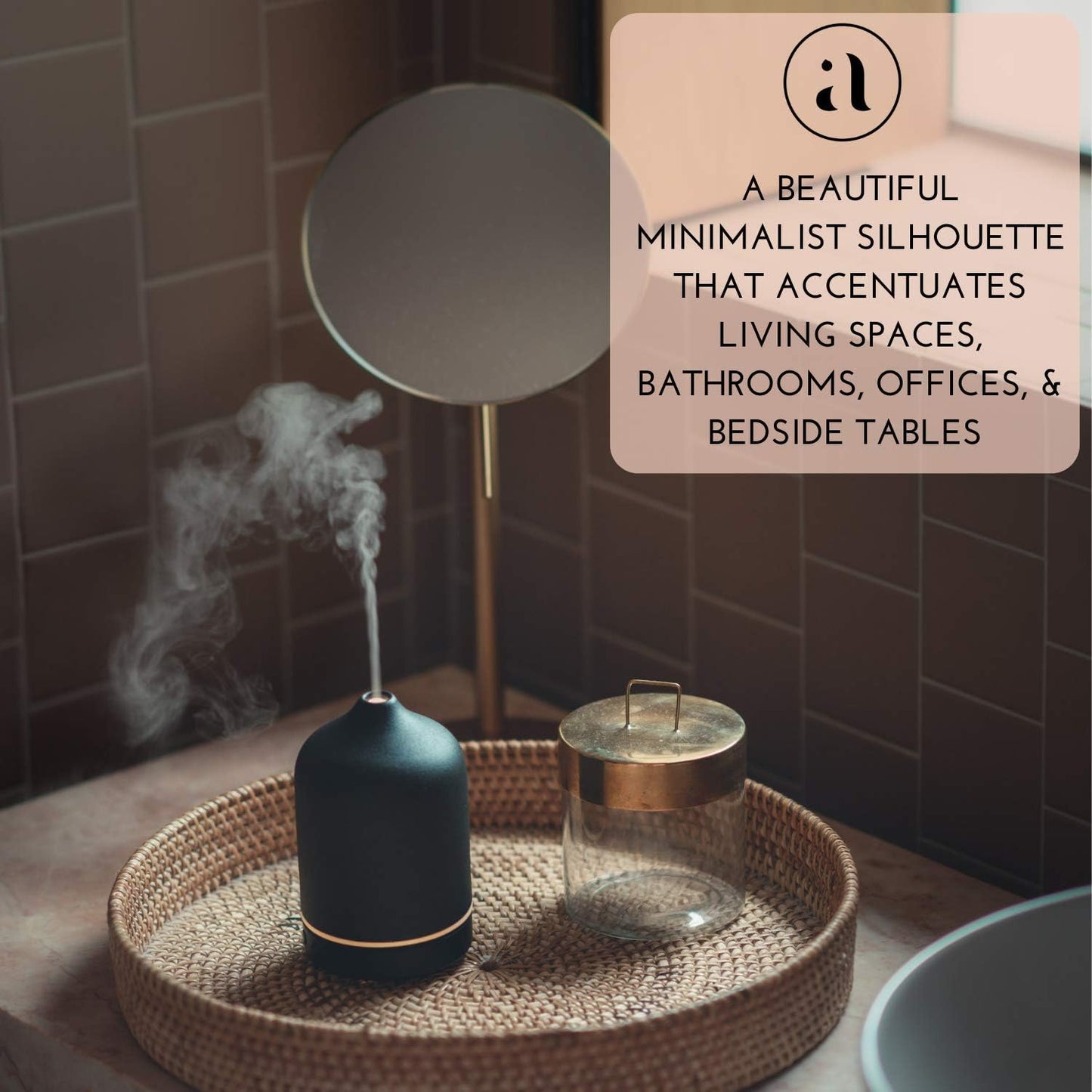 Ceramic Diffusers for Essential Oils - Elegant Stone Aromatherapy Diffuser for Home and Office - 3 in One Diffuse, Humidify and Ionize - Easy to Use - Carbon