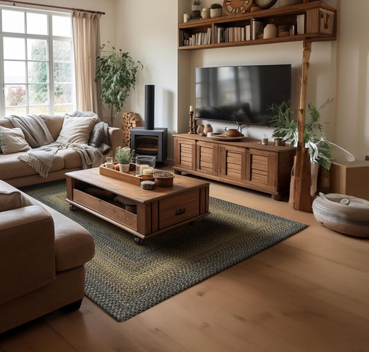 Black Forest Black and Gold Rug for Bedroom Aesthetic, Perfect for Country Style Rustic Decor - Soft, Flat, UV Treated, and Reversible - a Waterproof Indoor and Outdoor Rug 4X6 Feet