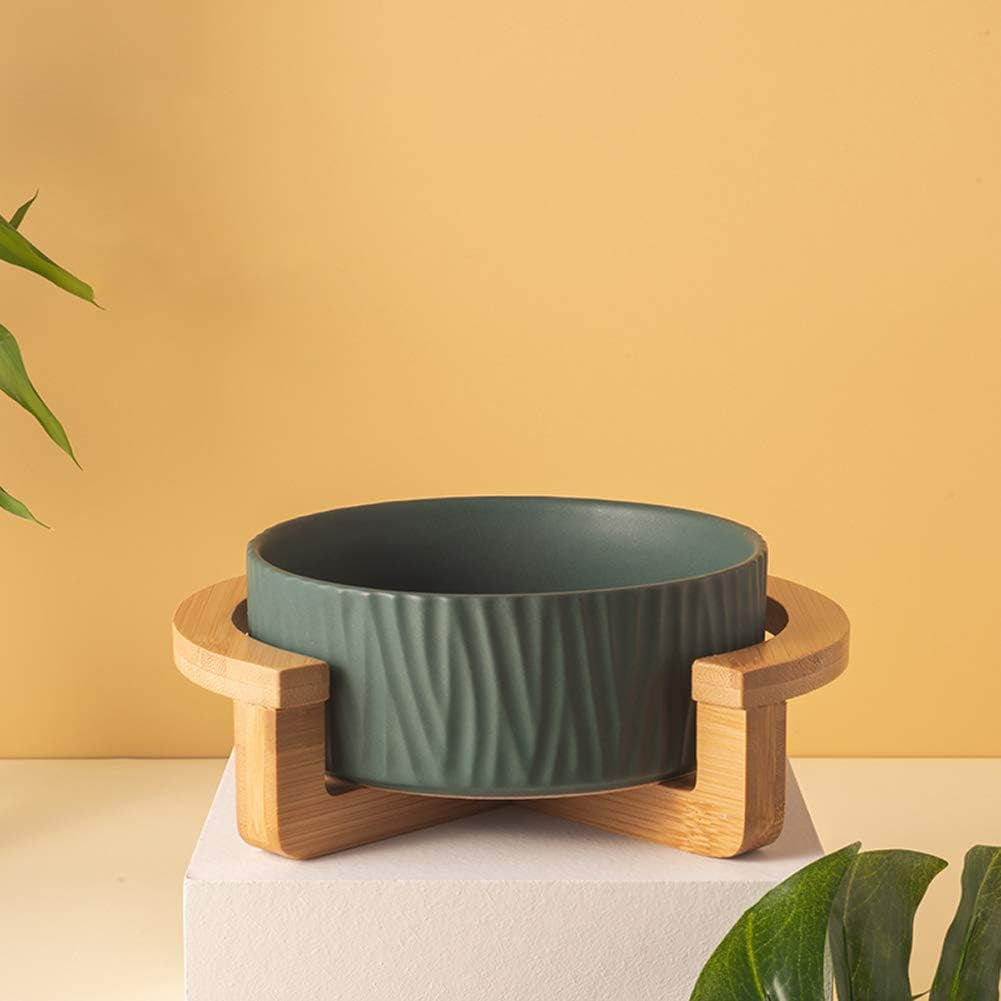 Ceramic Pet Bowls with Stand - Dog Cat Water Bowl Food Dish -Heavy Weighted & No Tip over Pet Comfort Feeding Bowls