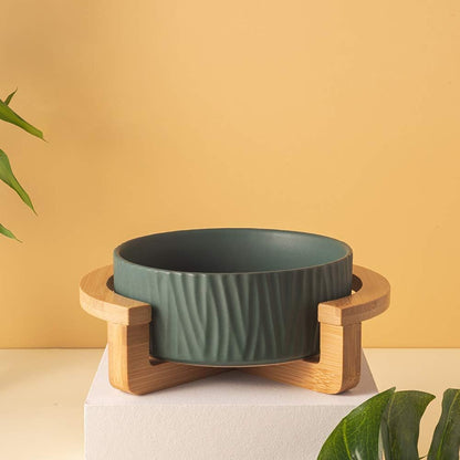 Ceramic Pet Bowls with Stand - Dog Cat Water Bowl Food Dish -Heavy Weighted & No Tip over Pet Comfort Feeding Bowls