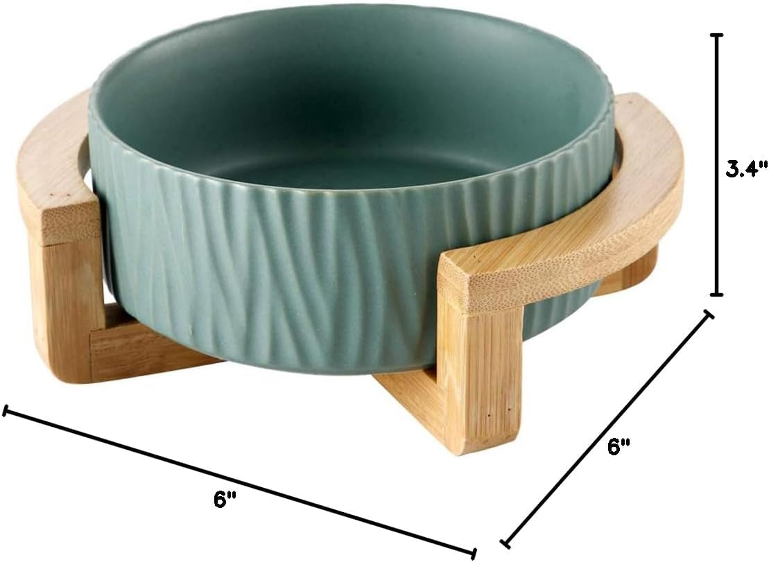 Ceramic Pet Bowls with Stand - Dog Cat Water Bowl Food Dish -Heavy Weighted & No Tip over Pet Comfort Feeding Bowls