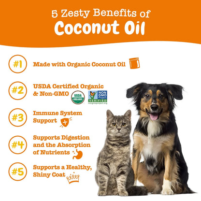 Organic Coconut Oil for Dogs & Cats, 16Oz Jar