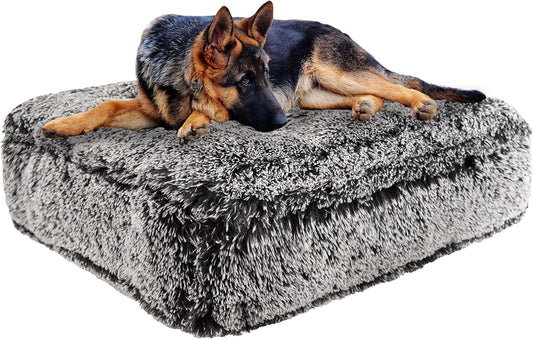 Midnight Frost Extra Plush Shag Faux Fur Luxury Sicilian Rectangle Pet/Dog Bed (Multiple Sizes)